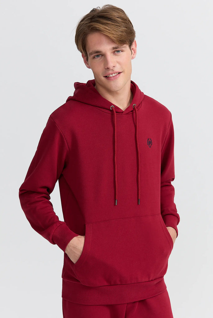 Marco Frank - Charles: Sweat Capuche Avec Logo Emblématique - Bordeaux