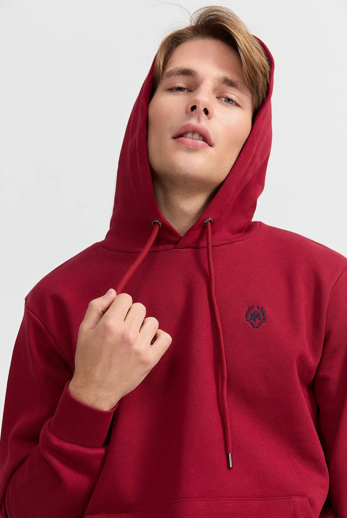 Marco Frank - Charles: Sweat Capuche Avec Logo Emblématique - Bordeaux