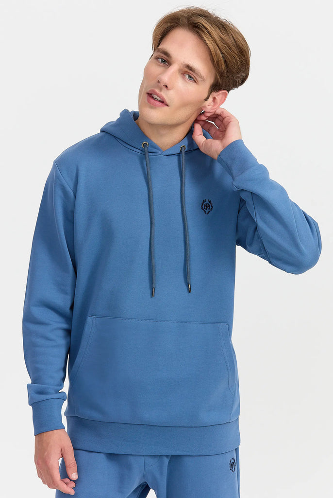 Marco Frank - Charles: Sweat Capuche Avec Logo Emblématique - Indigo