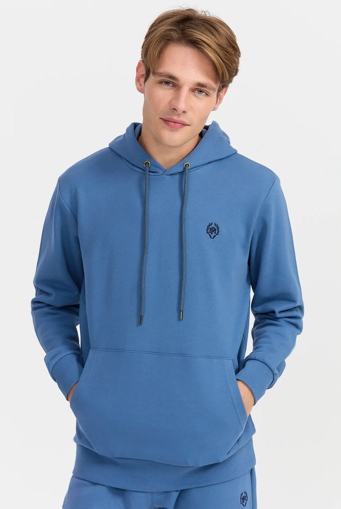Marco Frank - Charles: Sweat Capuche Avec Logo Emblématique - Indigo