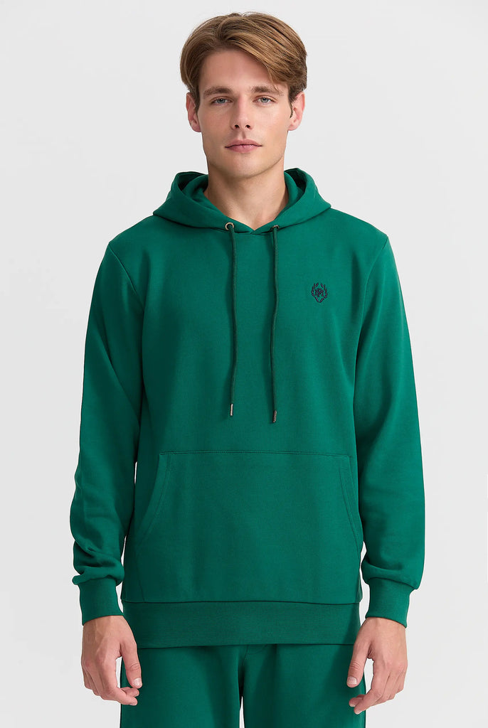 Marco Frank - Charles: Sweat Capuche Avec Logo Emblématique - Vert Sapin