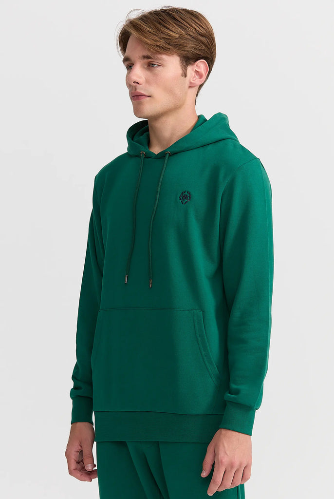 Marco Frank - Charles: Sweat Capuche Avec Logo Emblématique - Vert Sapin