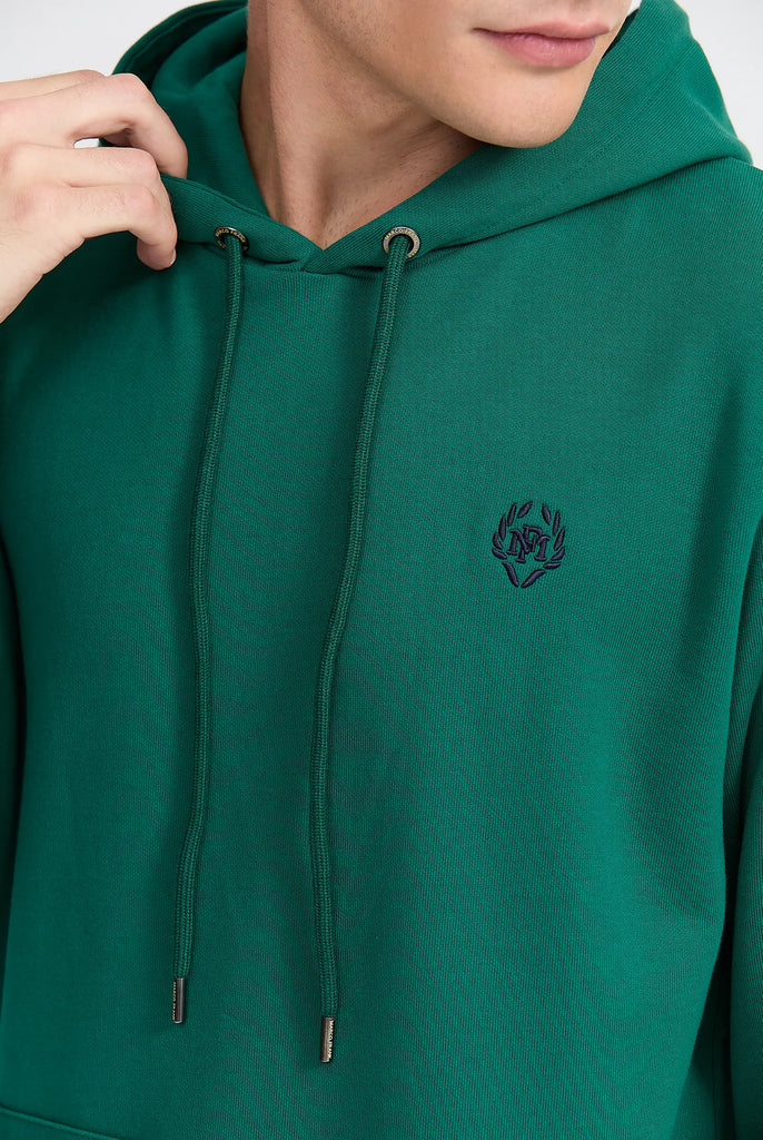Marco Frank - Charles: Sweat Capuche Avec Logo Emblématique - Vert Sapin