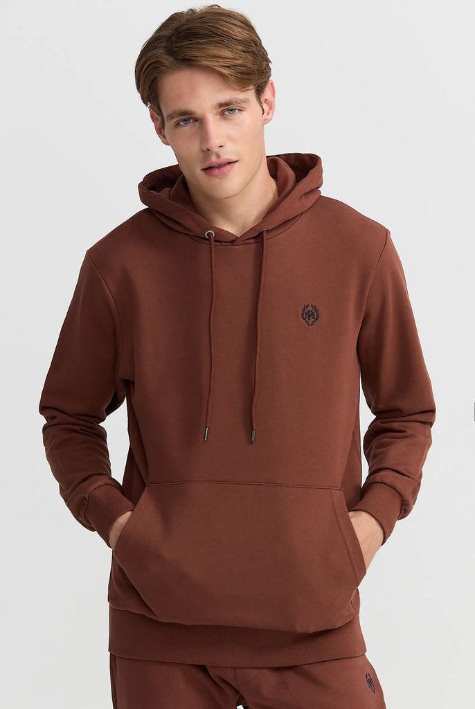Marco Frank - Charles: Sweat Capuche Avec Logo Emblématique - Brun