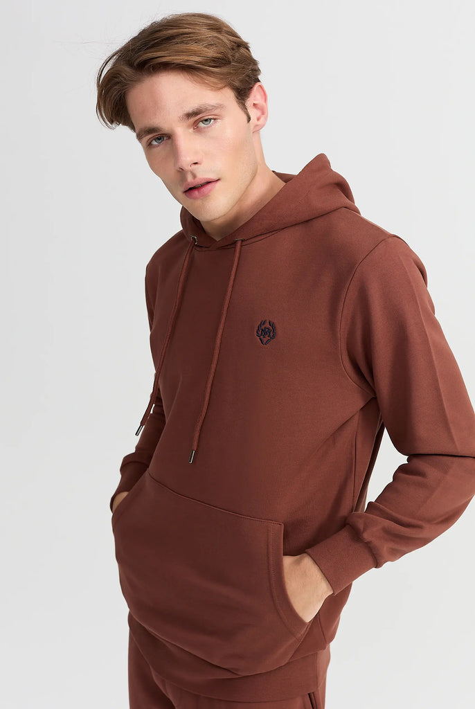 Marco Frank - Charles: Sweat Capuche Avec Logo Emblématique - Brun