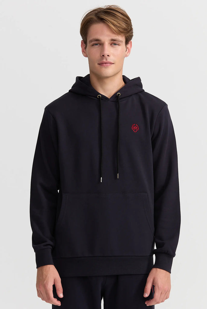 Marco Frank - Charles: Sweat Capuche Avec Logo Emblématique - Bleu Marin