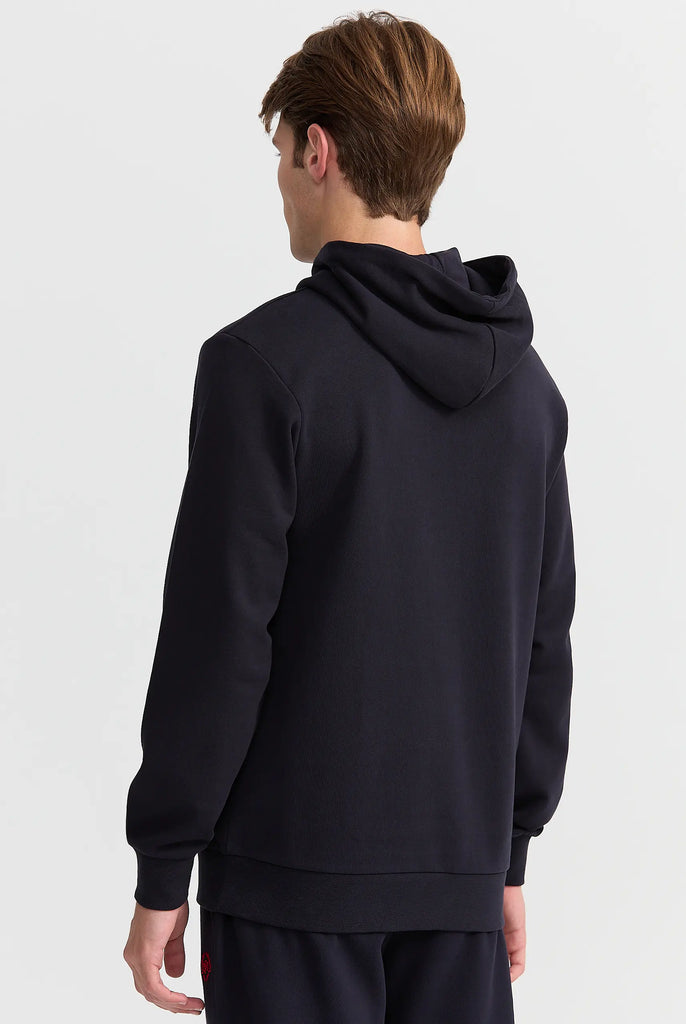 Marco Frank - Charles: Sweat Capuche Avec Logo Emblématique - Bleu Marin