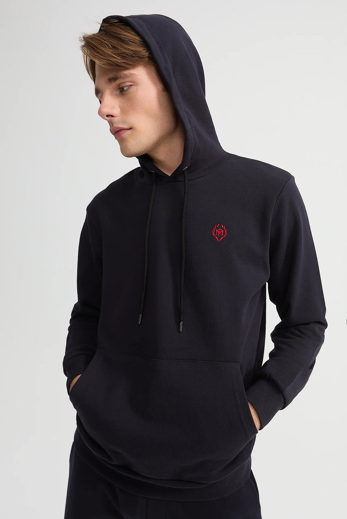 Marco Frank - Charles: Sweat Capuche Avec Logo Emblématique - Bleu Marin