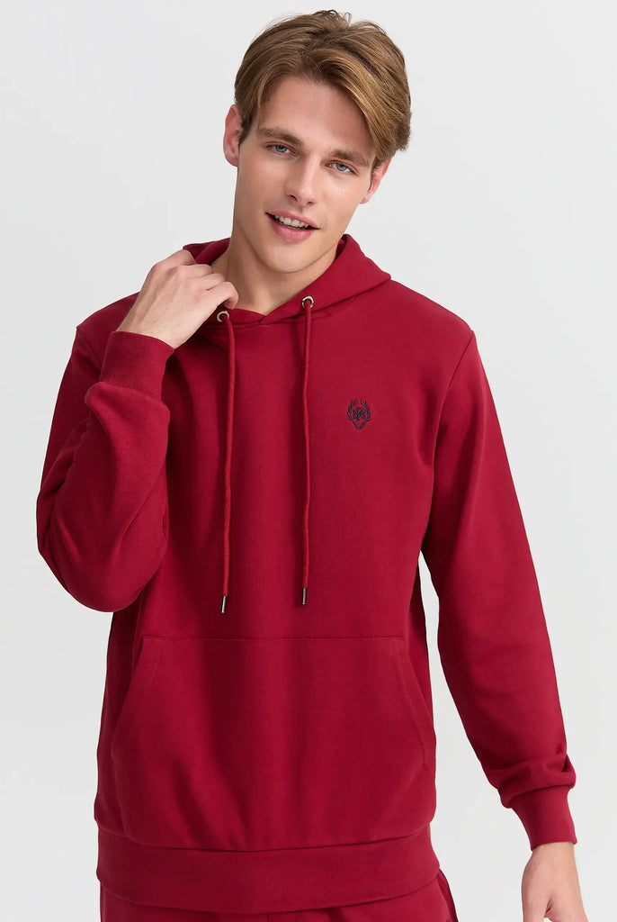 Marco Frank - Charles: Sweat Capuche Avec Logo Emblématique - Bordeaux