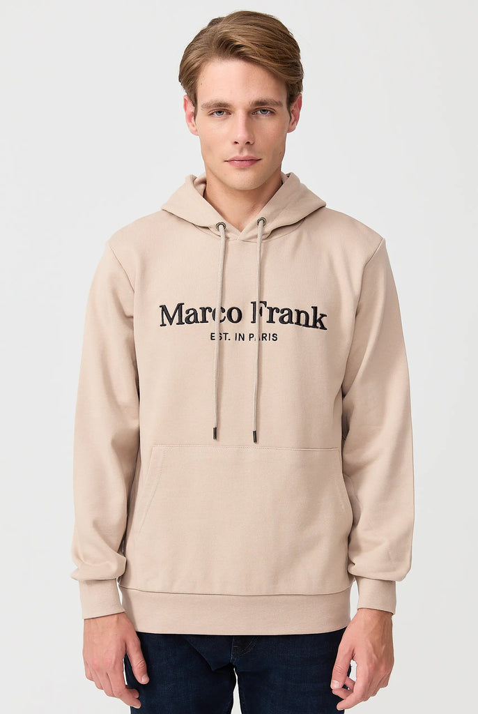 Marco Frank - Corbin Sweat Capuche Avec Logo Brodé - Beige