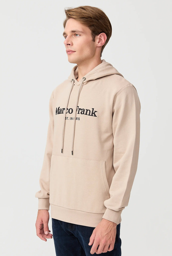 Marco Frank - Corbin Sweat Capuche Avec Logo Brodé - Beige