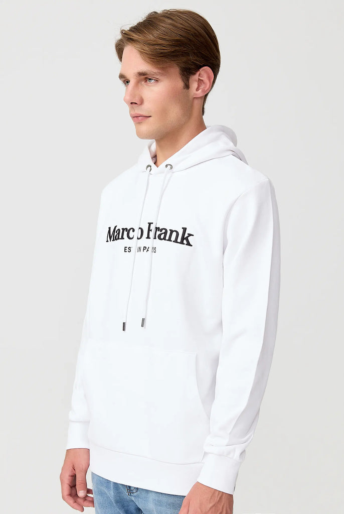 Marco Frank - Corbin Sweat Capuche Avec Logo Brodé - Blanc