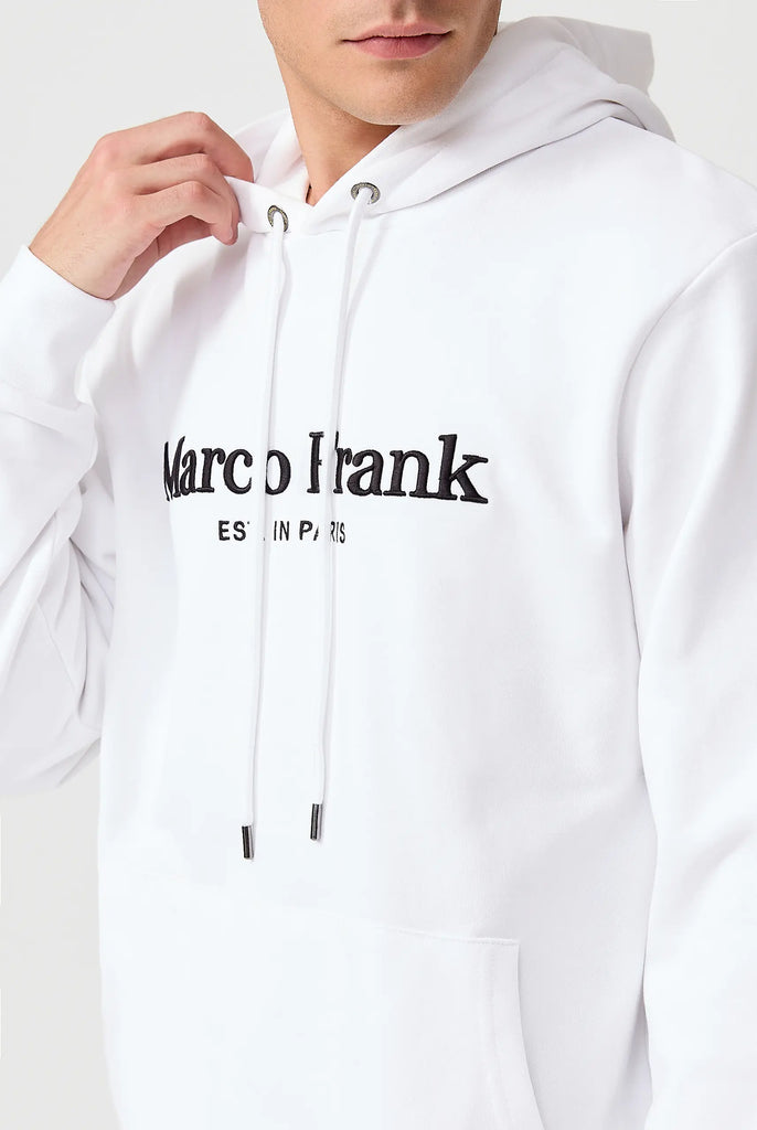 Marco Frank - Corbin Sweat Capuche Avec Logo Brodé - Blanc