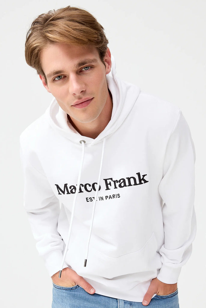 Marco Frank - Corbin Sweat Capuche Avec Logo Brodé - Blanc