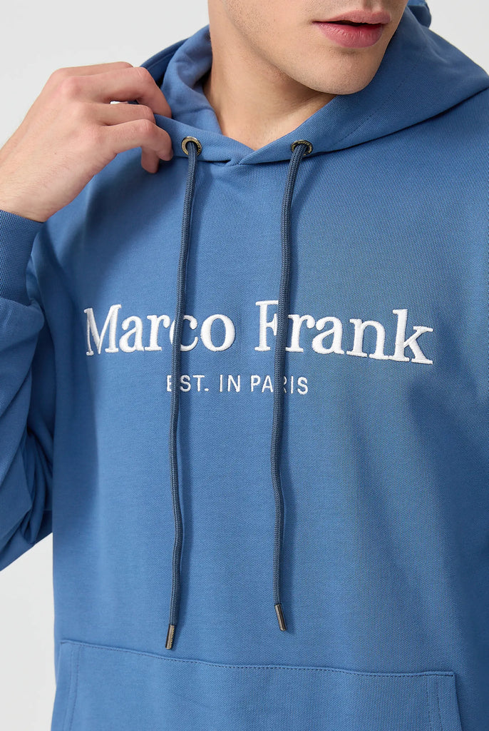 Marco Frank - Corbin Sweat Capuche Avec Logo Brodé - Indigo