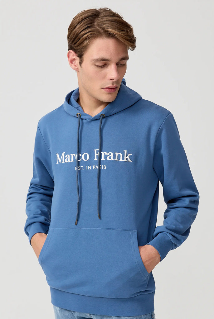 Marco Frank - Corbin Sweat Capuche Avec Logo Brodé - Indigo