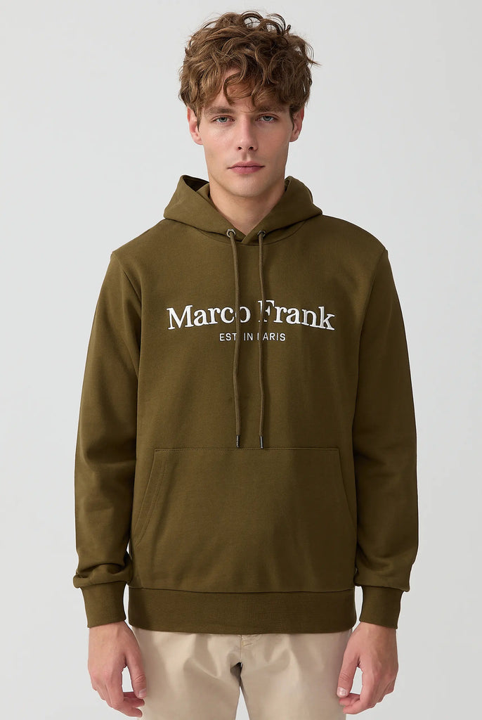 Marco Frank - Corbin Sweat Capuche Avec Logo Brodé - Kaki