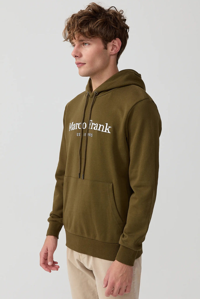 Marco Frank - Corbin Sweat Capuche Avec Logo Brodé - Kaki