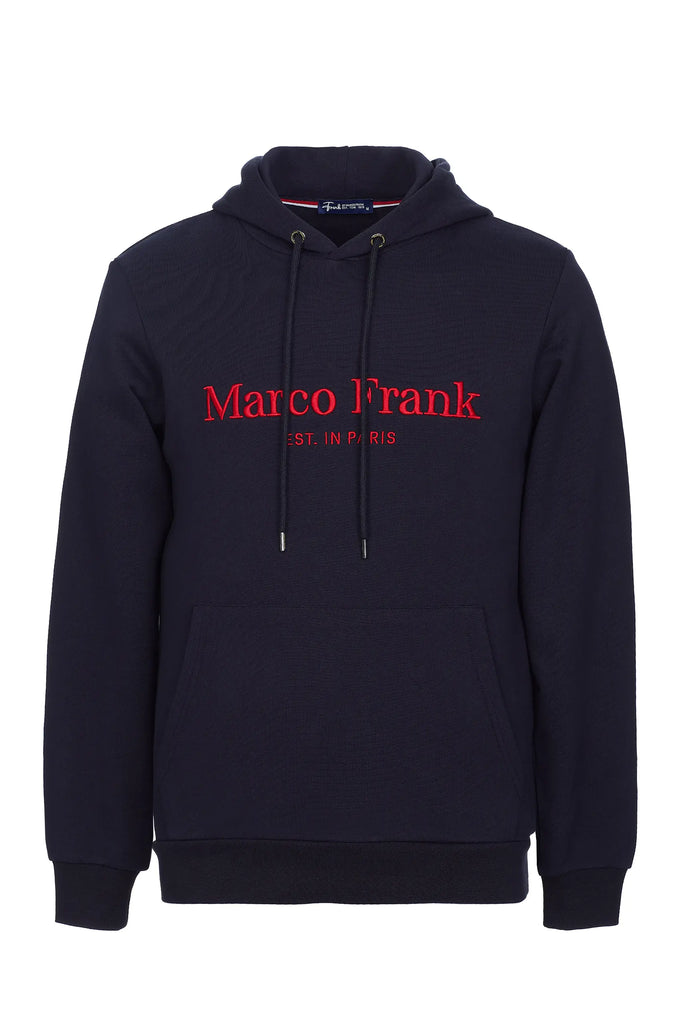 Marco Frank - Corbin Sweat Capuche Avec Logo Brodé - Bleu Marine