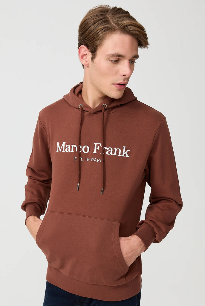 Marco Frank - Corbin Sweat Capuche Avec Logo Brodé - Brun