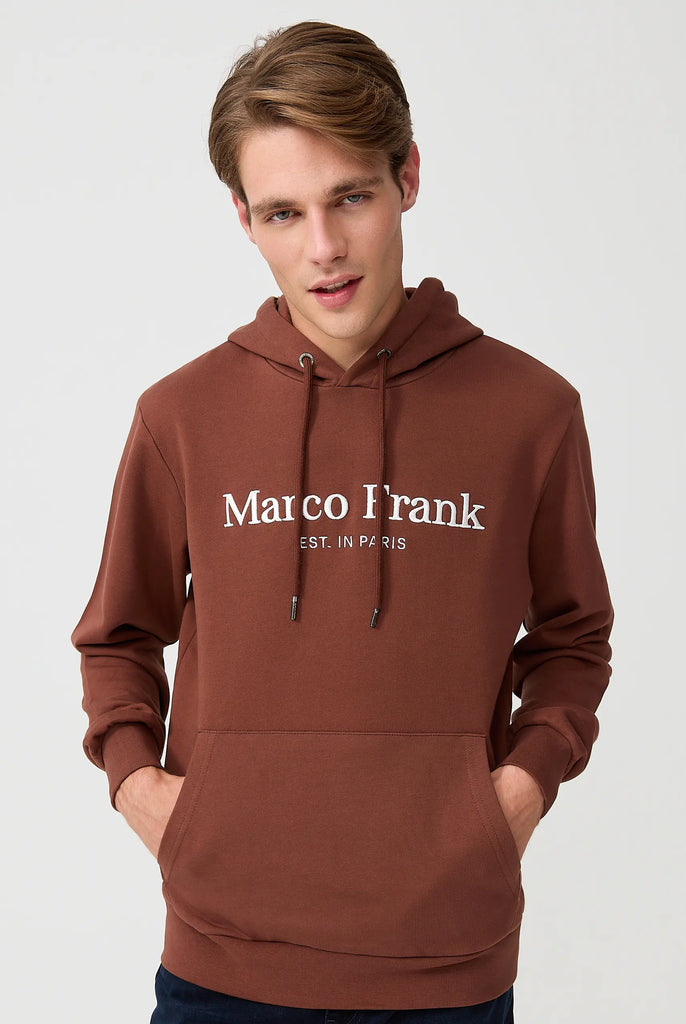 Marco Frank - Corbin Sweat Capuche Avec Logo Brodé - Brun