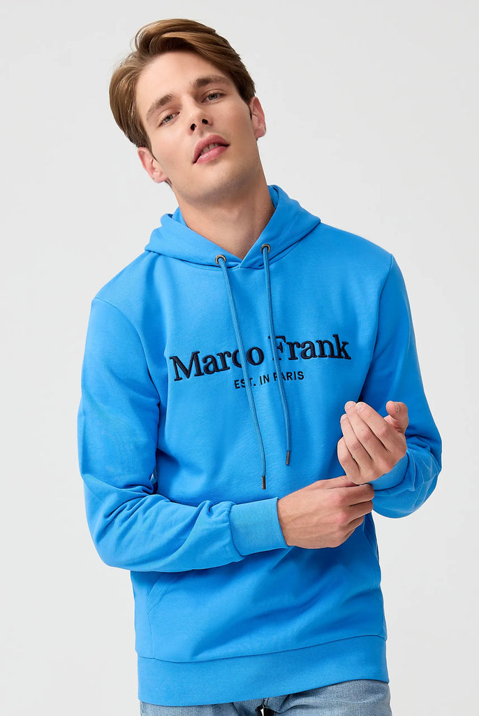 Marco Frank - Corbin Sweat Capuche Avec Logo Brodé - Bleu Royal