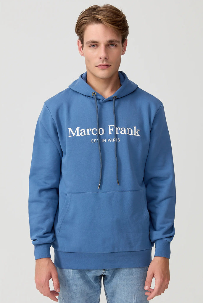 Marco Frank - Corbin Sweat Capuche Avec Logo Brodé - Indigo