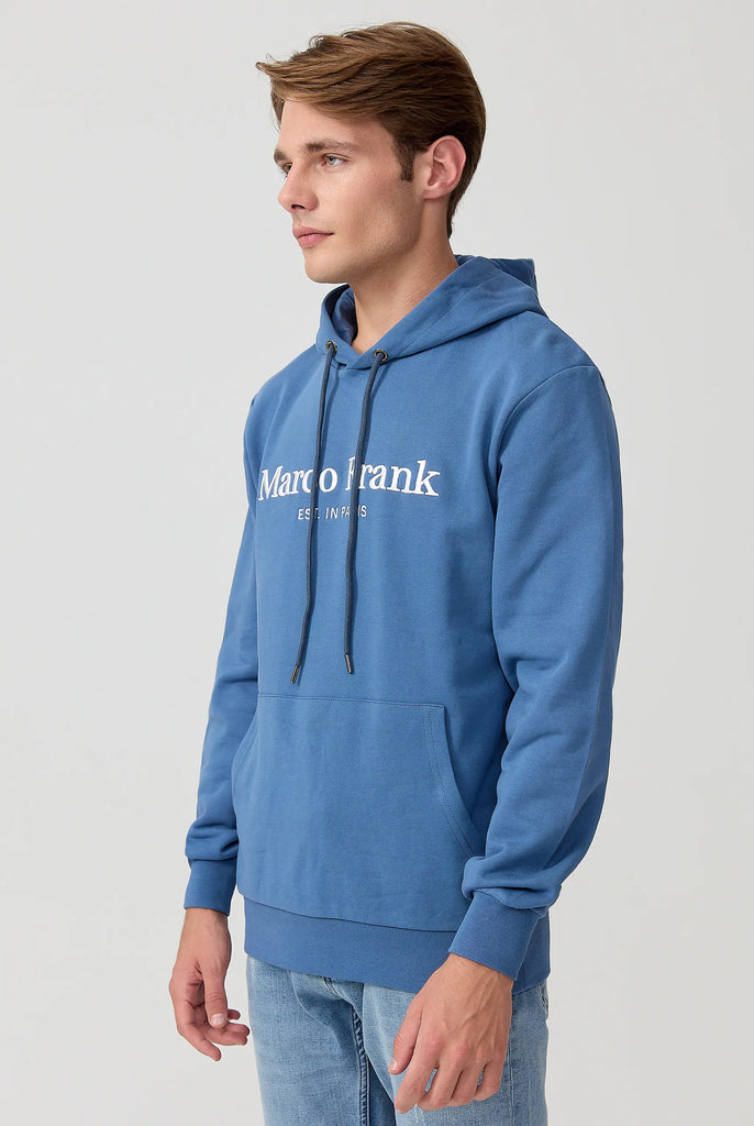 Marco Frank - Corbin Sweat Capuche Avec Logo Brodé - Indigo