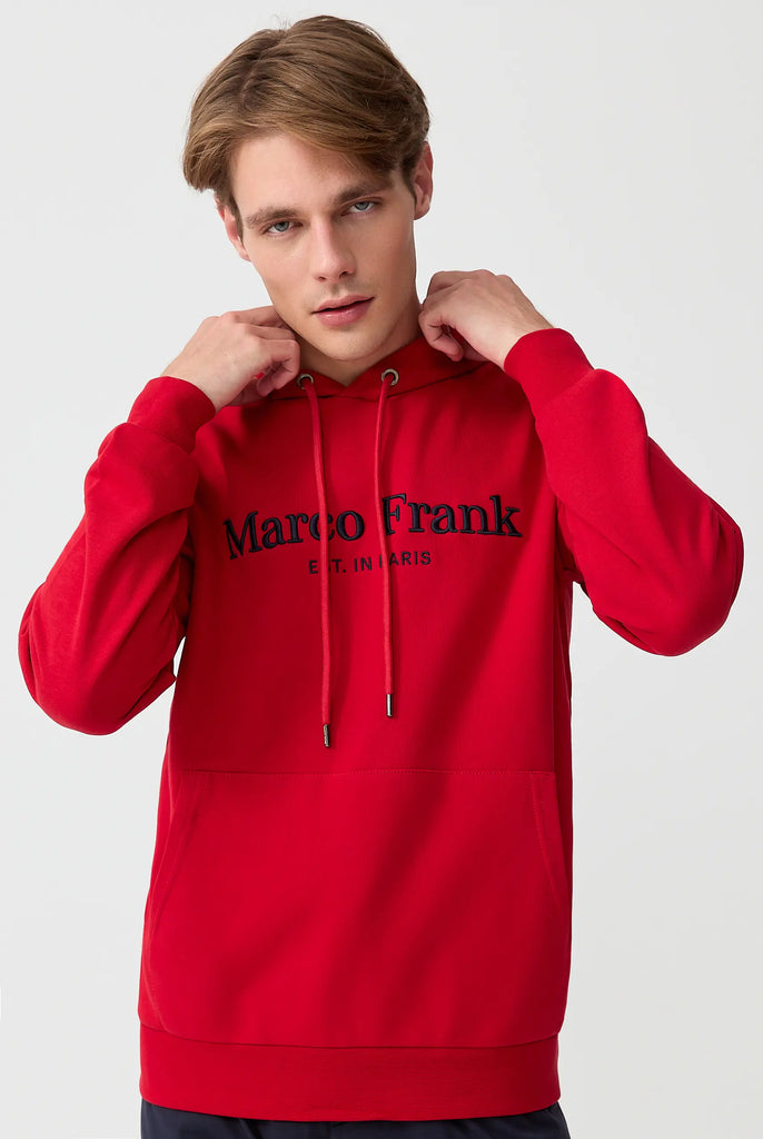 Marco Frank - Corbin Sweat Capuche Avec Logo Brodé - Rouge