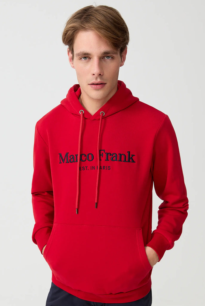 Marco Frank - Corbin Sweat Capuche Avec Logo Brodé - Rouge