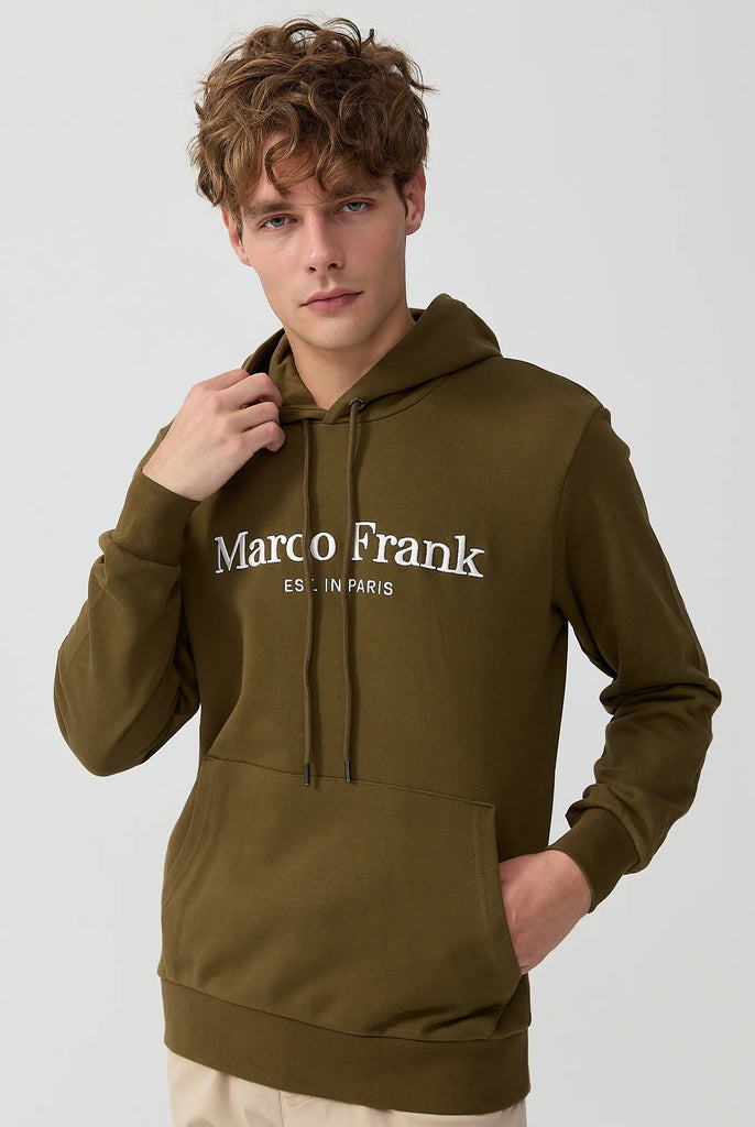 Marco Frank - Corbin Sweat Capuche Avec Logo Brodé - Kaki