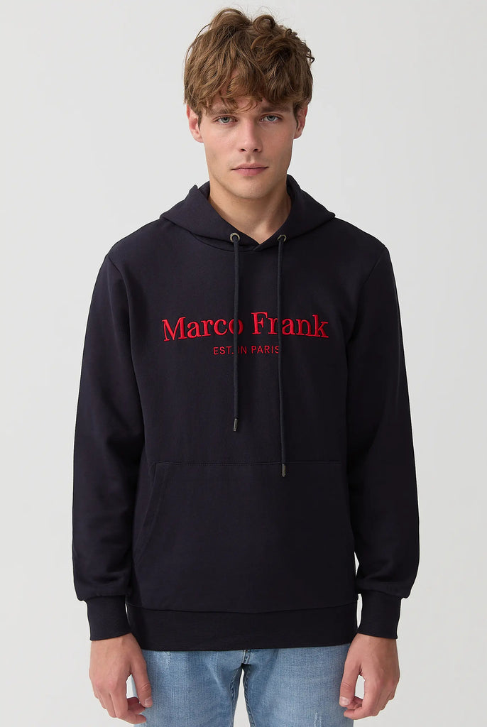 Marco Frank - Corbin Sweat Capuche Avec Logo Brodé - Bleu Marine