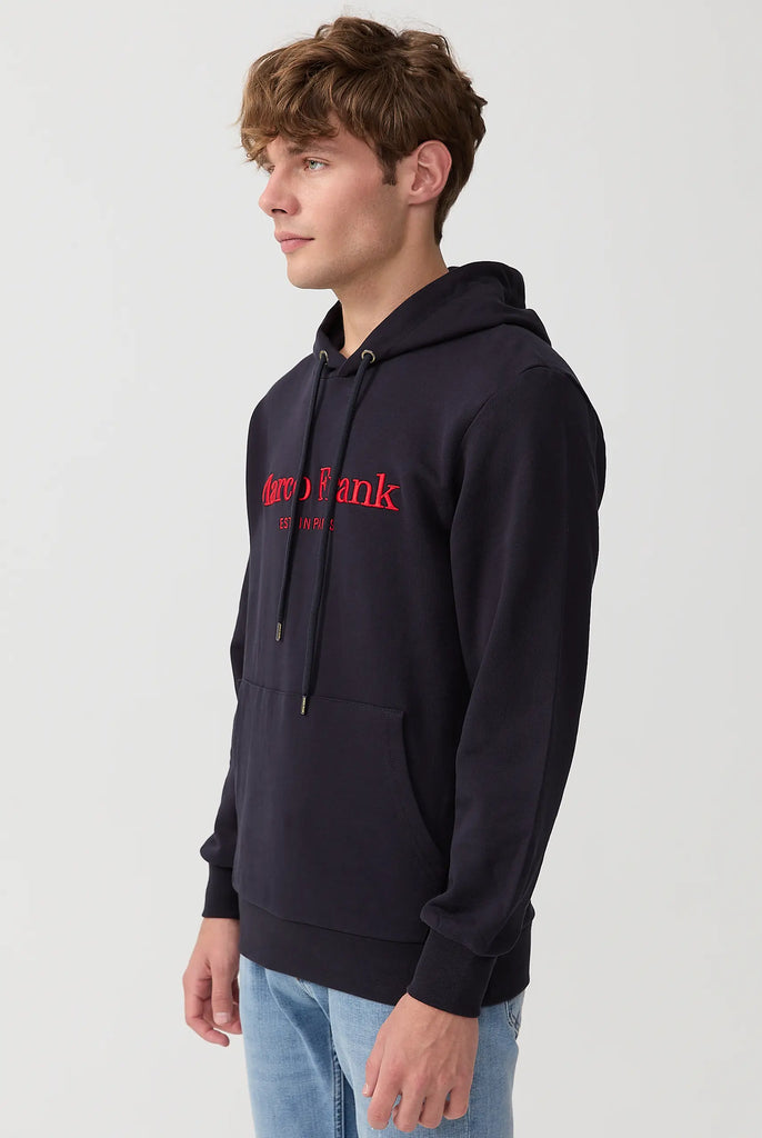 Marco Frank - Corbin Sweat Capuche Avec Logo Brodé - Bleu Marine