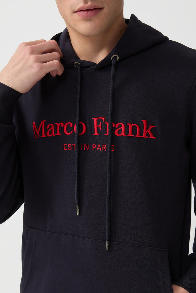 Marco Frank - Corbin Sweat Capuche Avec Logo Brodé - Bleu Marine
