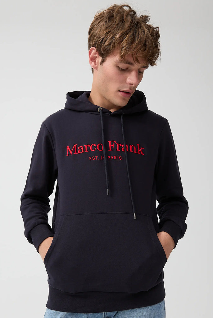 Marco Frank - Corbin Sweat Capuche Avec Logo Brodé - Bleu Marine