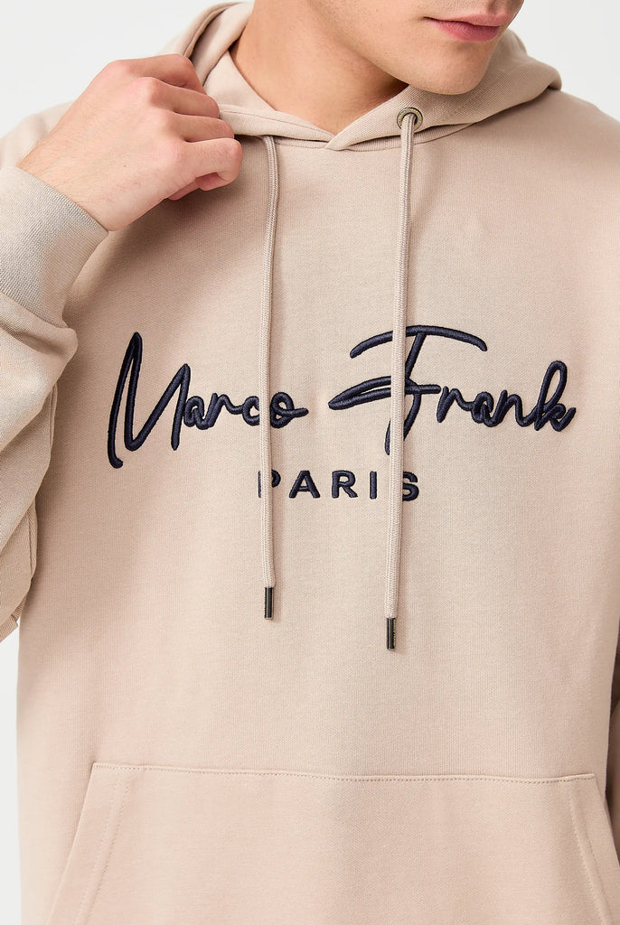 Marco Frank | Paris, France | Fontaine: Sweat Capuche Avec Logo Manuscrit Brodé - Beige
