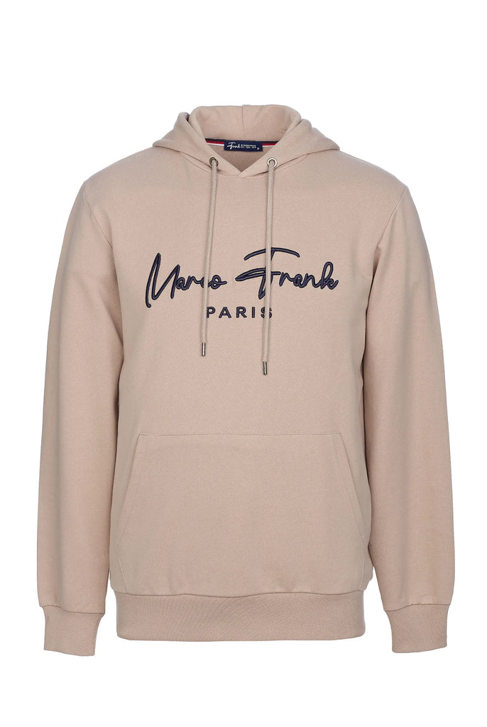 Marco Frank | Paris, France | Fontaine: Sweat Capuche Avec Logo Manuscrit Brodé - Beige