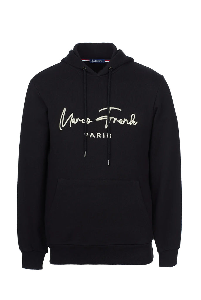 Marco Frank | Paris, France | Fontaine: Sweat Capuche Avec Logo Manuscrit Brodé - Noir