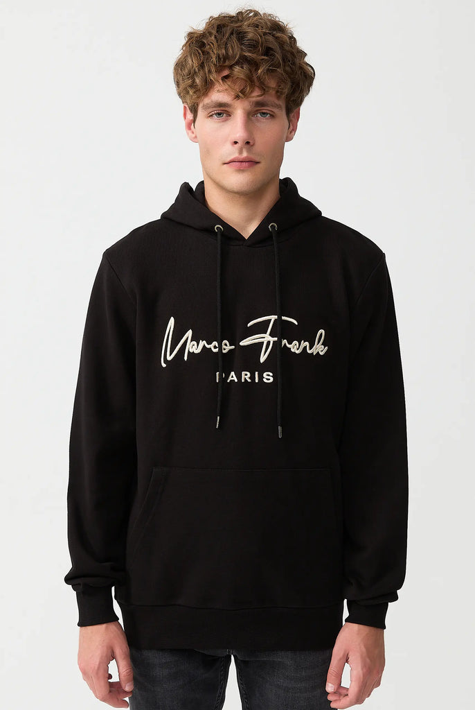 Marco Frank | Paris, France | Fontaine: Sweat Capuche Avec Logo Manuscrit Brodé - Noir