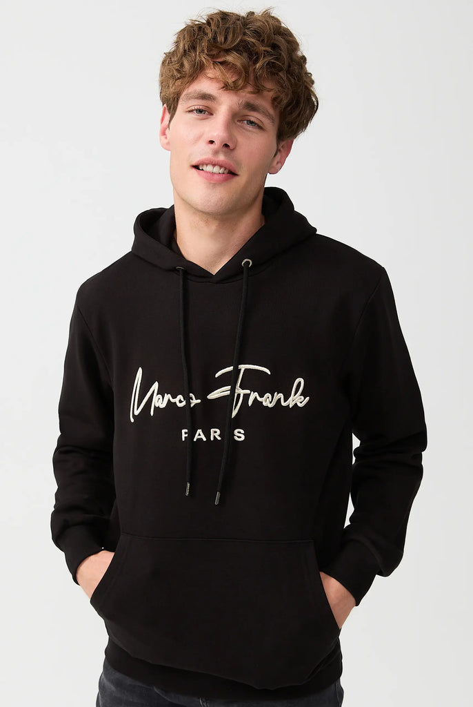 Marco Frank | Paris, France | Fontaine: Sweat Capuche Avec Logo Manuscrit Brodé - Noir