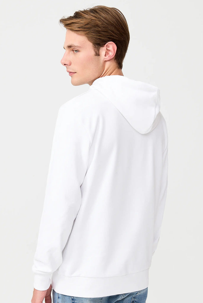 Marco Frank | Paris, France | Fontaine: Sweat Capuche Avec Logo Manuscrit Brodé - Blanc