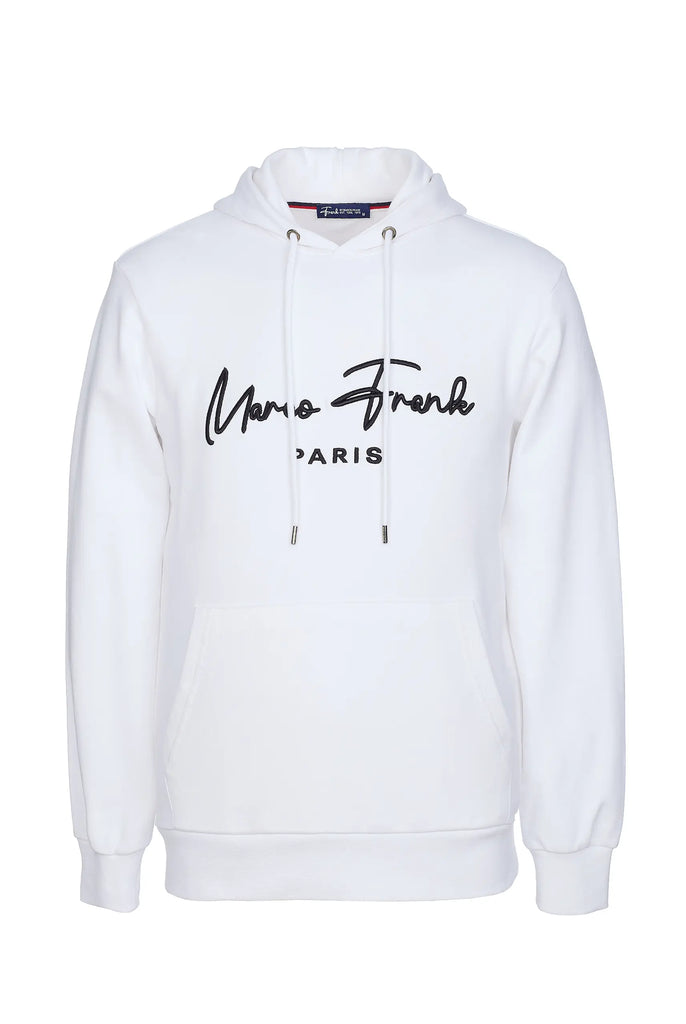Marco Frank | Paris, France | Fontaine: Sweat Capuche Avec Logo Manuscrit Brodé - Blanc
