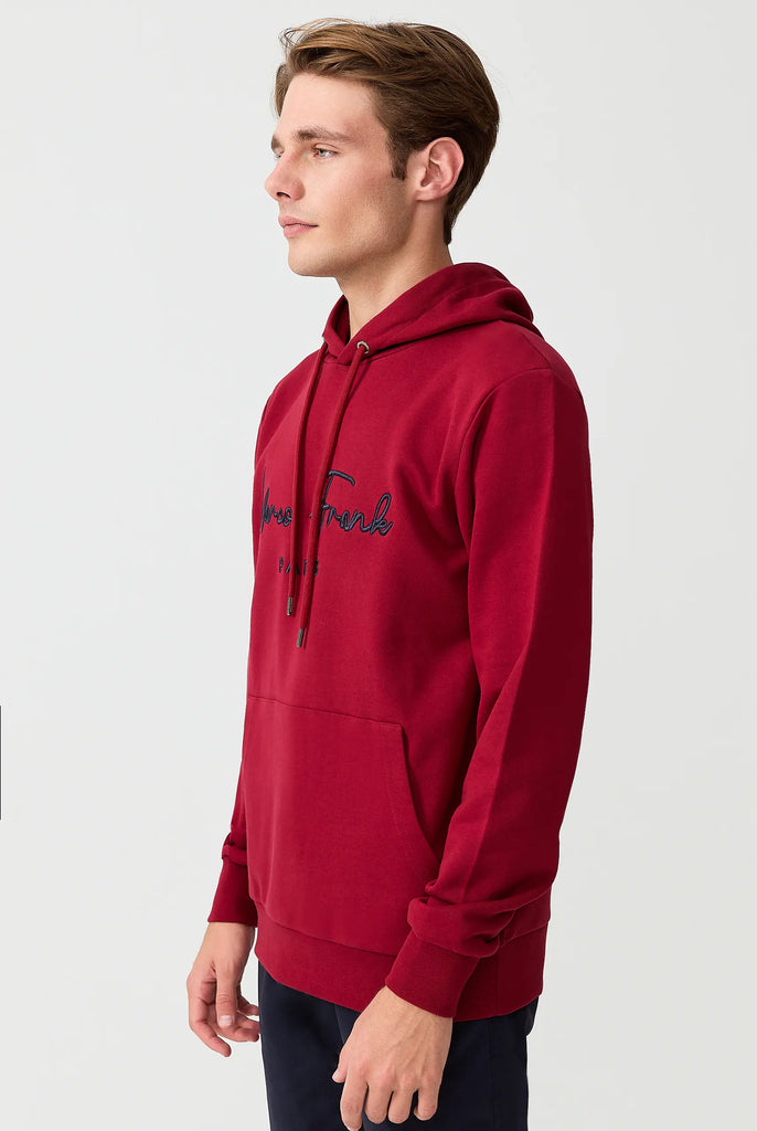 Marco Frank | Paris, France | Fontaine: Sweat Capuche Avec Logo Manuscrit Brodé - Bordeaux