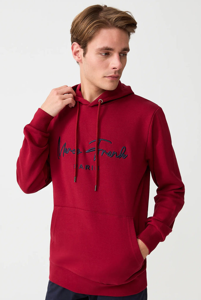 Marco Frank | Paris, France | Fontaine: Sweat Capuche Avec Logo Manuscrit Brodé - Bordeaux