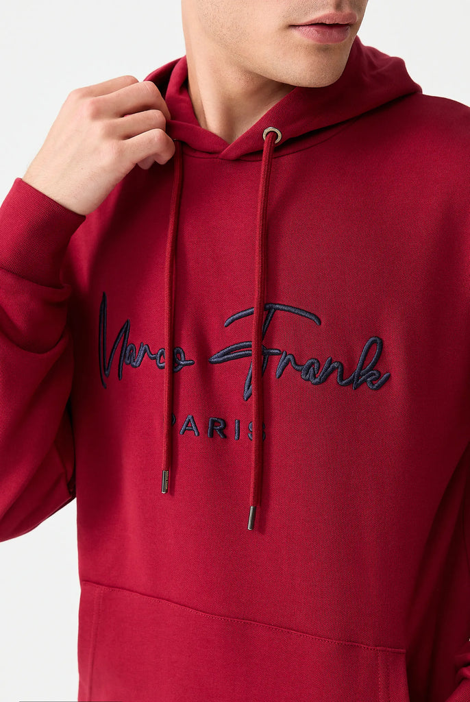 Marco Frank | Paris, France | Fontaine: Sweat Capuche Avec Logo Manuscrit Brodé - Bordeaux