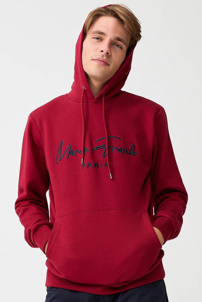 Marco Frank | Paris, France | Fontaine: Sweat Capuche Avec Logo Manuscrit Brodé - Bordeaux