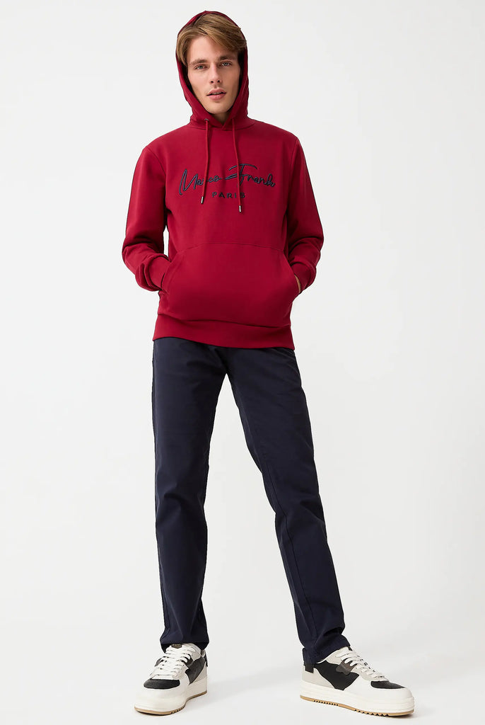 Marco Frank | Paris, France | Fontaine: Sweat Capuche Avec Logo Manuscrit Brodé - Bordeaux
