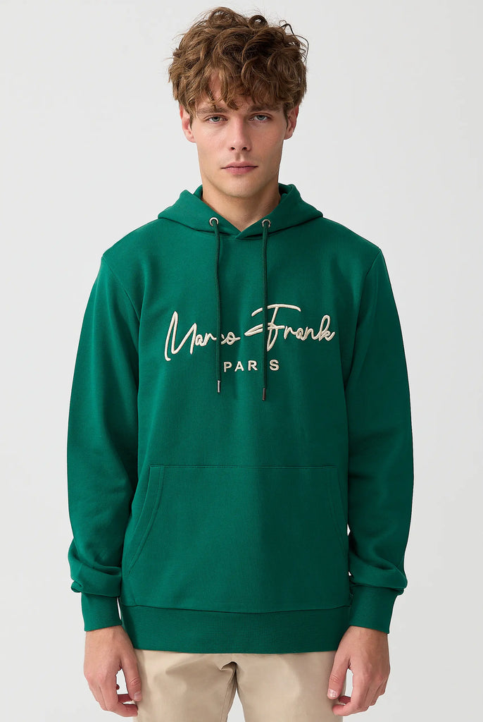 Marco Frank | Paris, France | Fontaine: Sweat Capuche Avec Logo Manuscrit Brodé - Vert