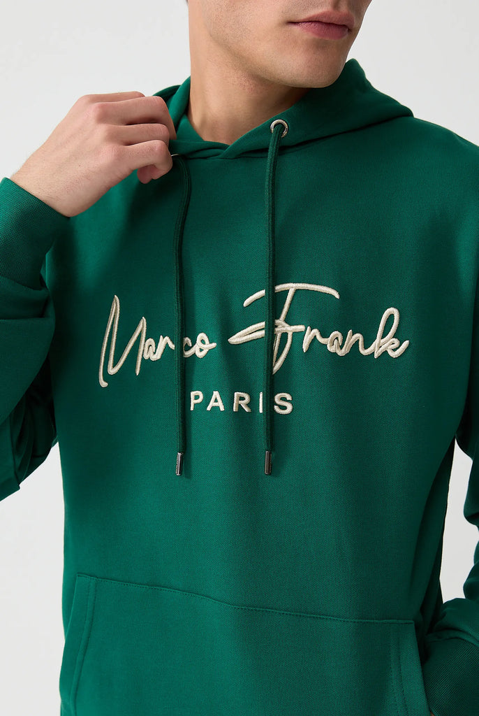 Marco Frank | Paris, France | Fontaine: Sweat Capuche Avec Logo Manuscrit Brodé - Vert