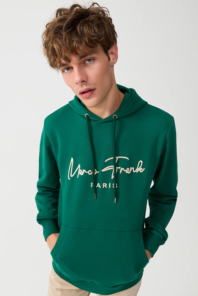 Marco Frank | Paris, France | Fontaine: Sweat Capuche Avec Logo Manuscrit Brodé - Vert